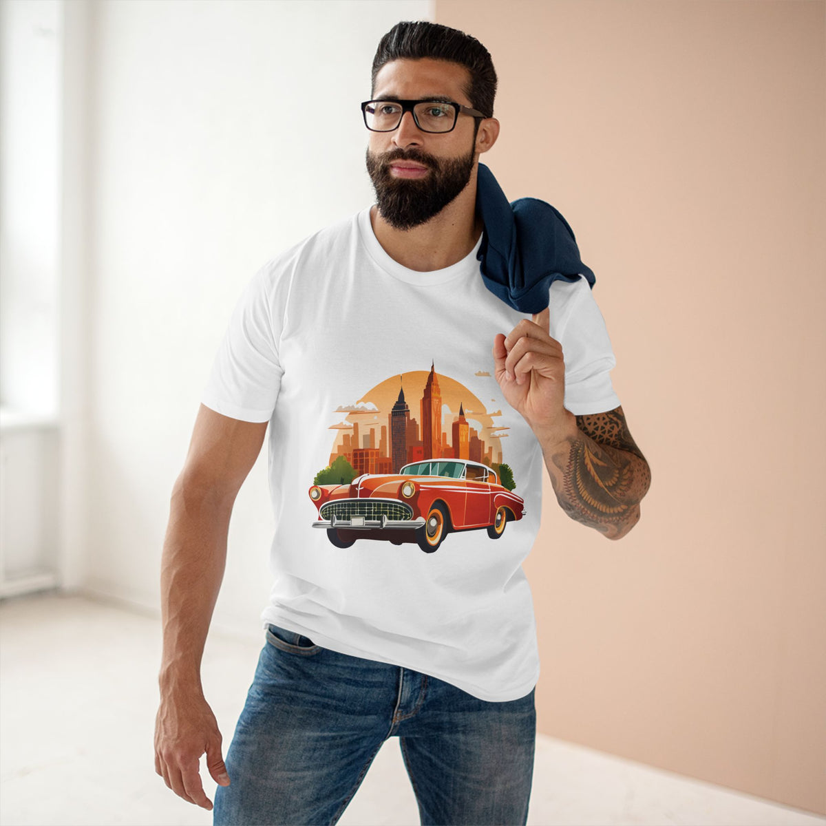 Retro Car Vintage Graphic Tee Staple Unisex 100 Cotton Tee Shirt - RC-1