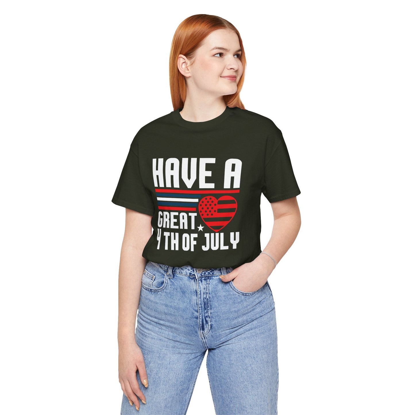 4th of July American Flag Graphic Unisex Cotton T-Shirt 020