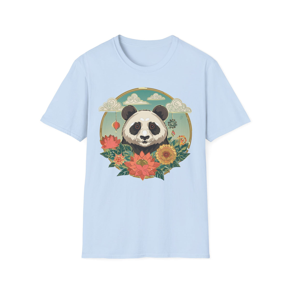 Panda Portrait T-Shirt | Floral Asian-Inspired Illustration