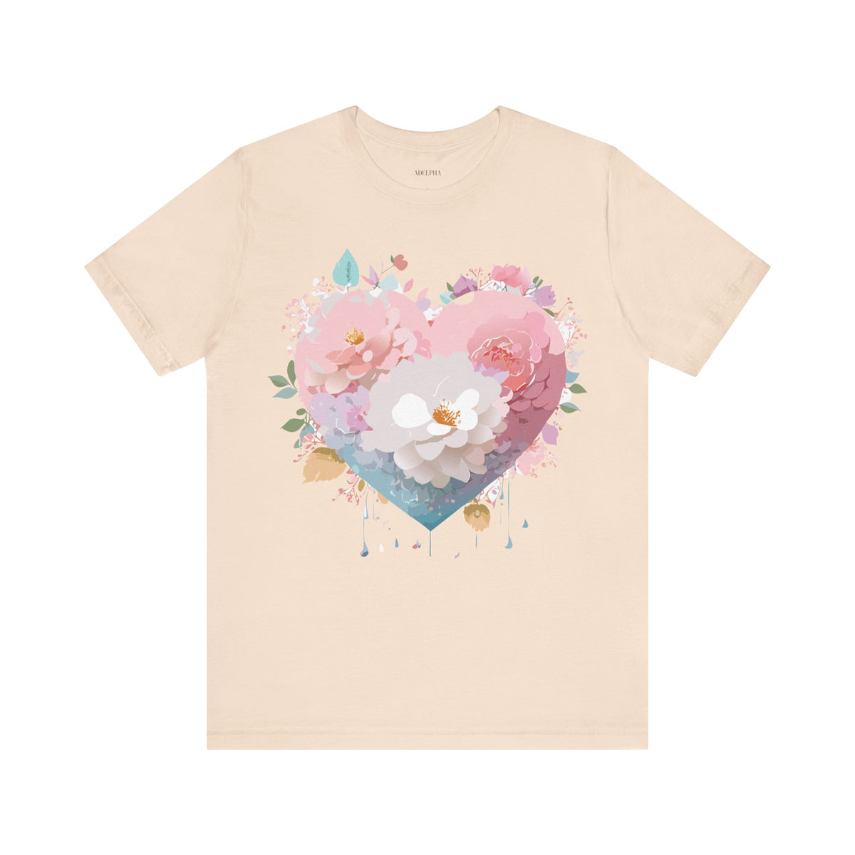 Valentine's Day Graphic Unisex Cotton Bella+Canvas Tee with Floral Art Design d99