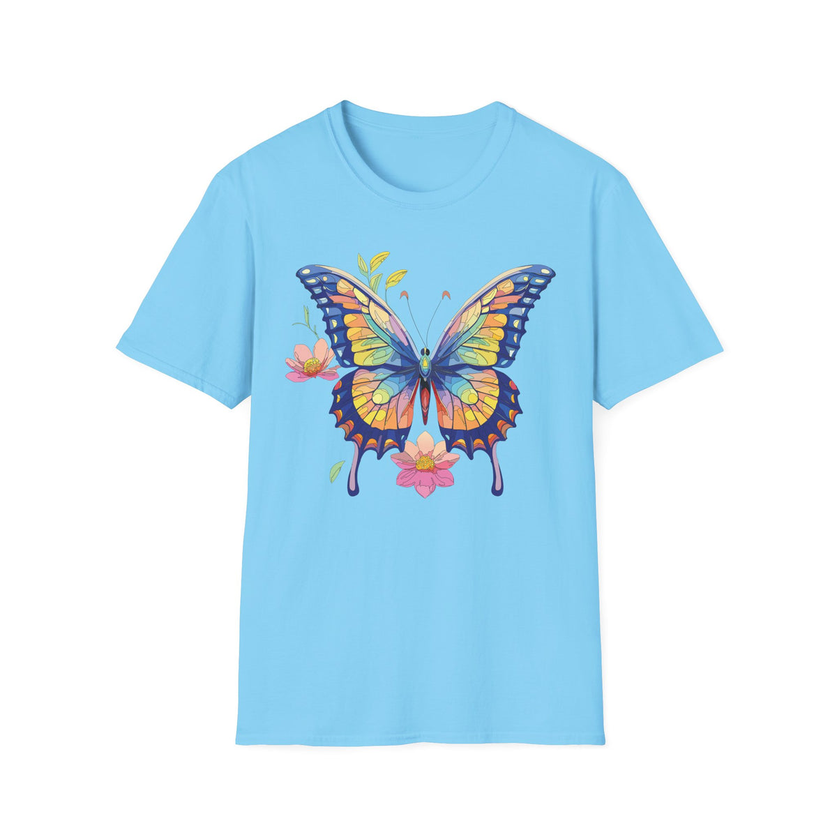 Butterfly Watercolor T-Shirt — Colorful Floral Monarch Graphic Tee Unisex 100 Cotton Gildan T-Shirt