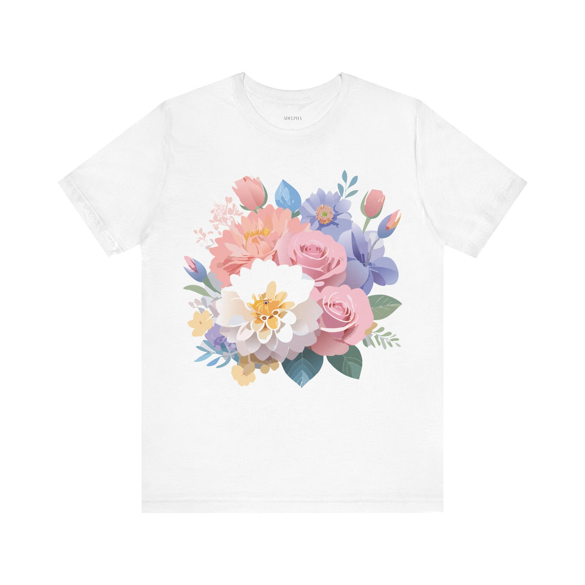 Floral Graphic Unisex Cotton Bella+Canvas Tee with Flowers Art Design n120