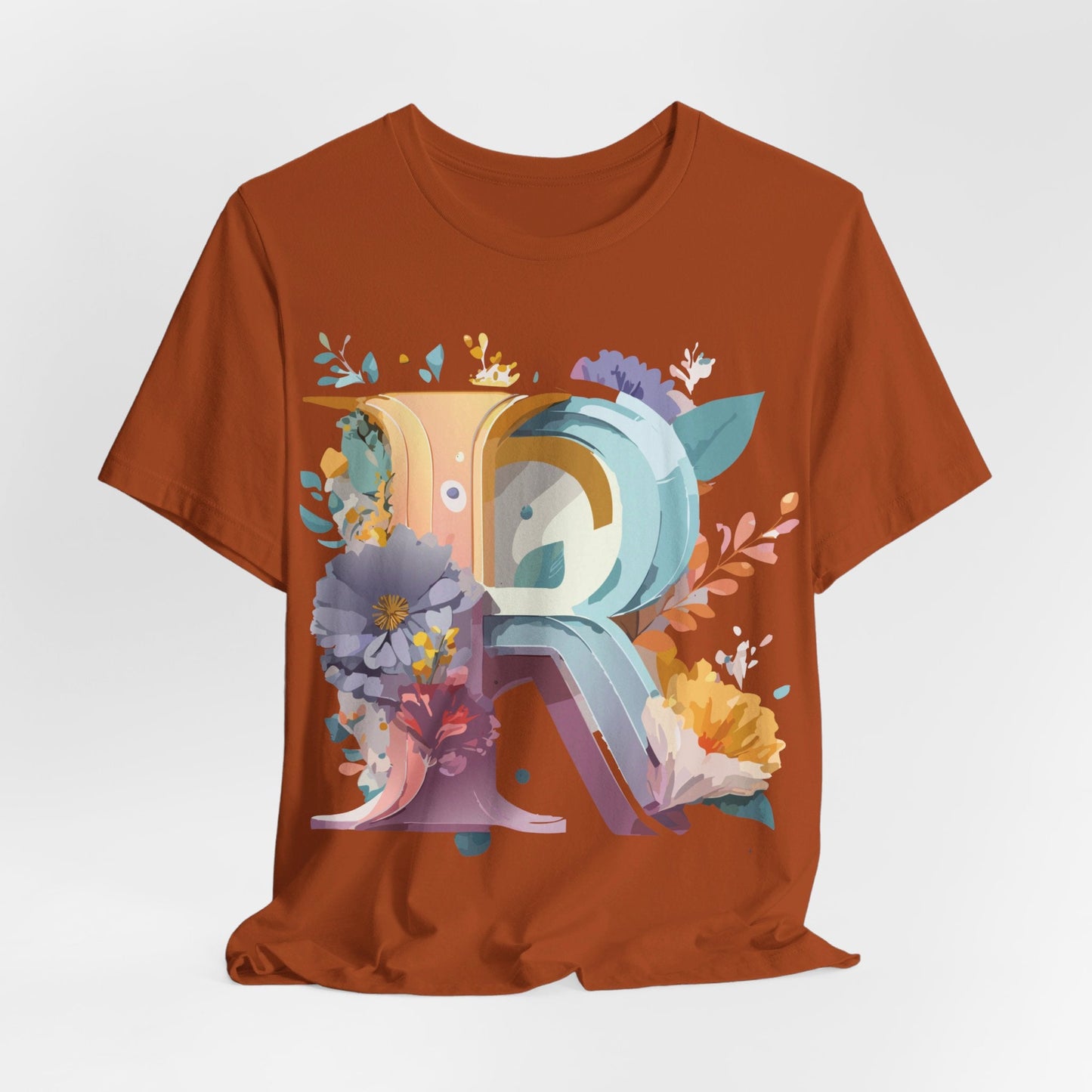 Letter R Graphic Tee Unisex Short Sleeve Vintage Inspired Shirt By Adelpha Art Design Tee