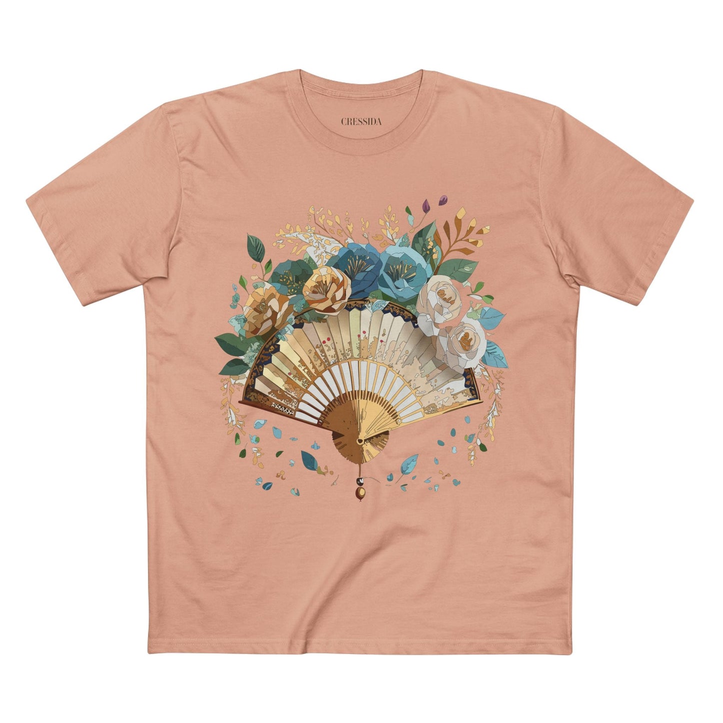 Antique Fan Graphic Design T-Shirt Unisex 100 Cotton Floral Carnival Artwork Tee 4