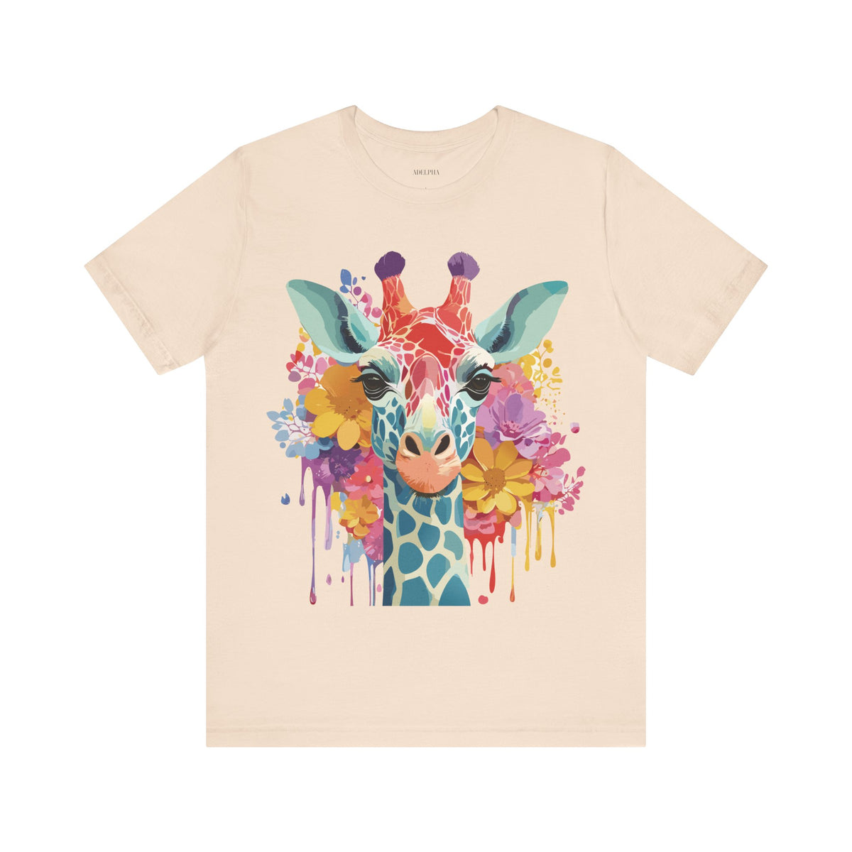 Giraffe Graphic Unisex Cotton Bella+Canvas Tee with Art Animal Design e17