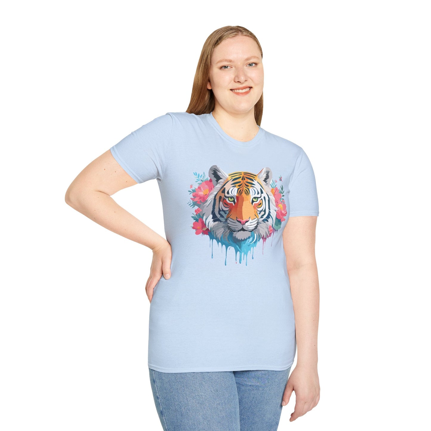 Tiger Shirt Unisex Animal Tee 100 Percent Ring Spun Cotton Softstyle
