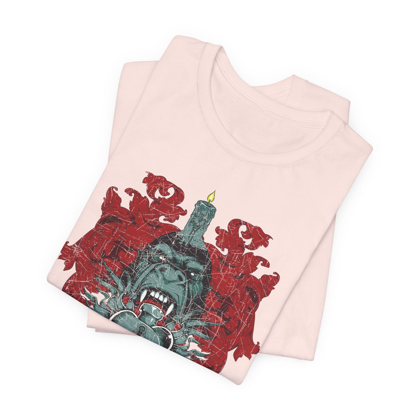 Gorilla Crest with Sword and Heart T-Shirt Heraldic Gothic Design Rock Band T-Shirt