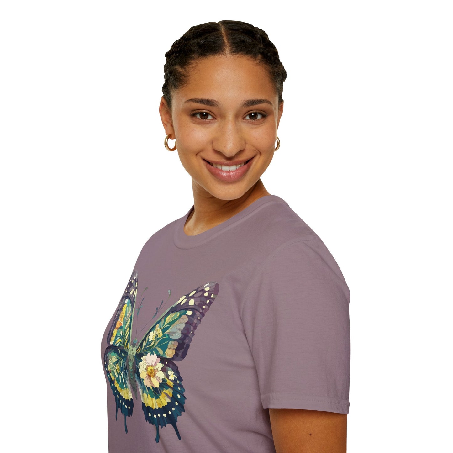 Butterfly Shirt Unisex Monarch Print T Shirt Gildan Softstyle 64000 Lightweight Tee