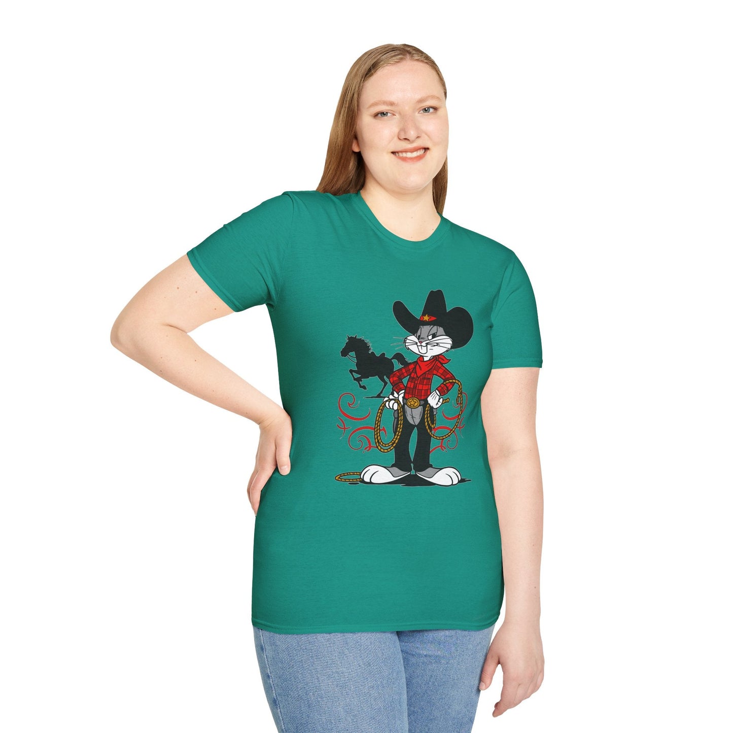 Cartoon Bunny Graphic Unisex Cotton Animal Animation Artwork Design Tee 1