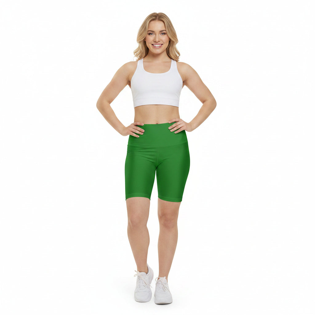 Forest Green Women's Green Workout Shorts — High-Waist Active Bike Shorts