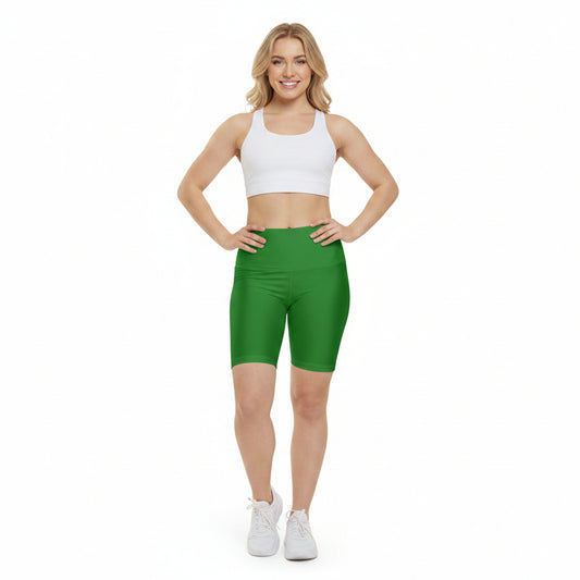 Forest Green Women's Green Workout Shorts — High-Waist Active Bike Shorts