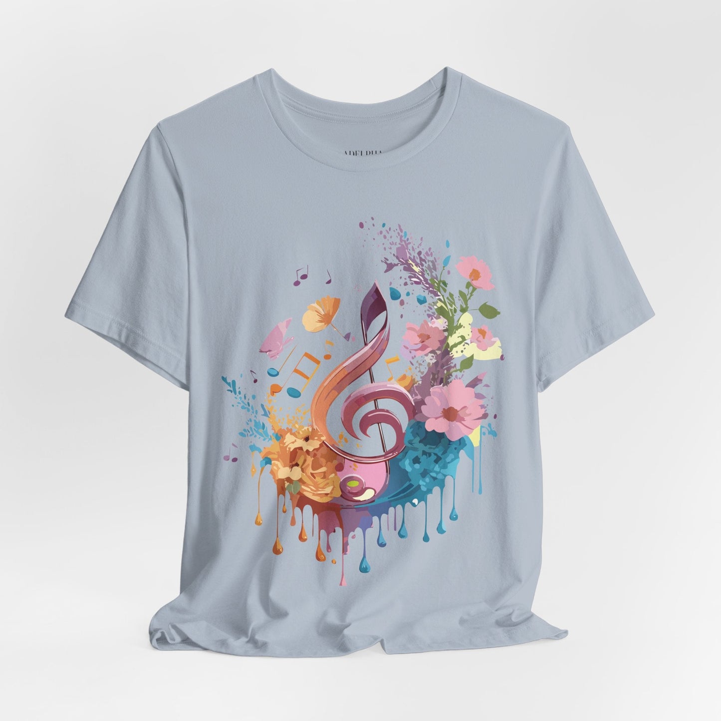 Music Graphic Unisex 100 Cotton Vintage Art with Musical Elements Tee 115