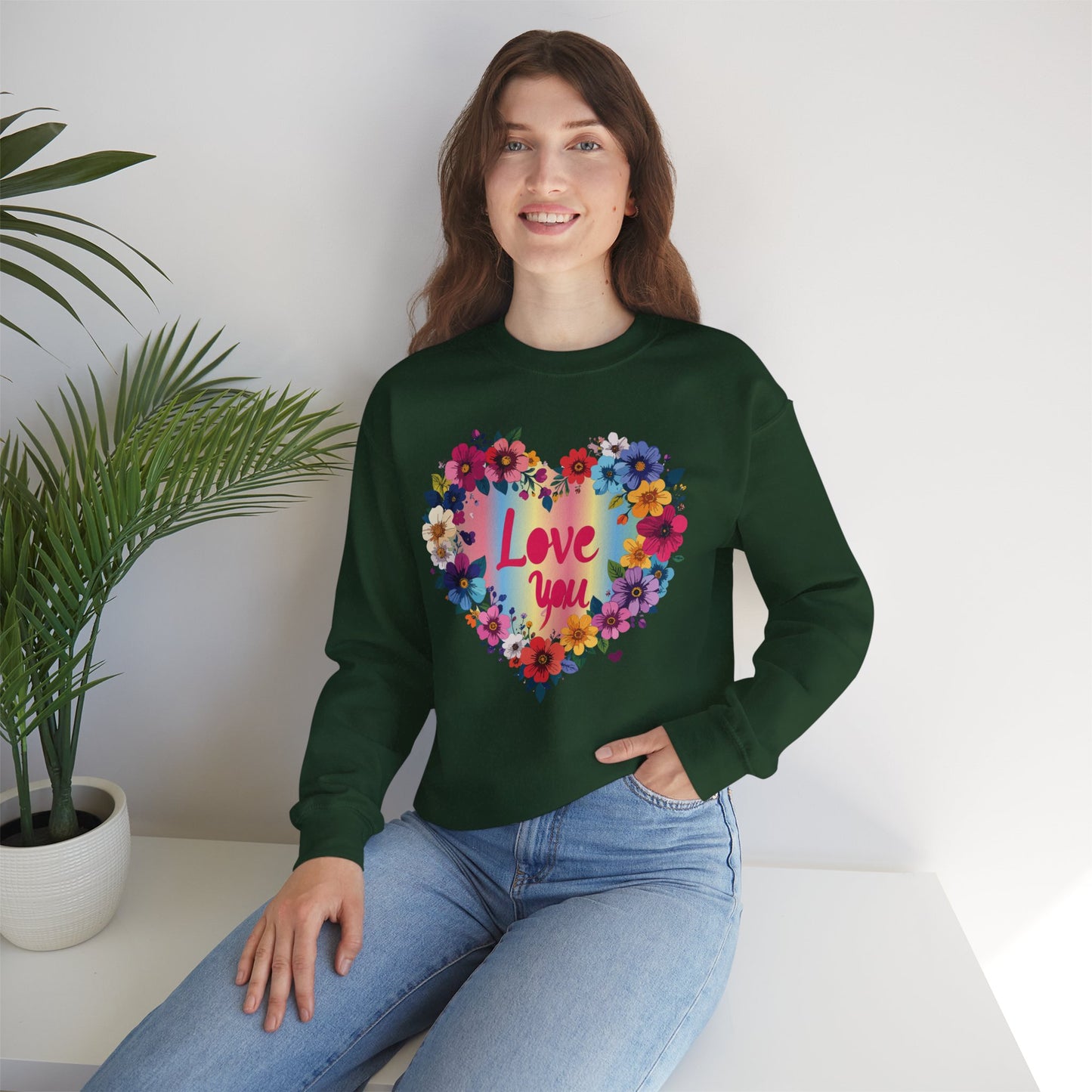 Floral Love You Heart Sweatshirt, Floral Heart Sweatshirt, Floral Love Sweatshirt, Valentine's Day Sweatshirt, Floral Sweatshirt 111