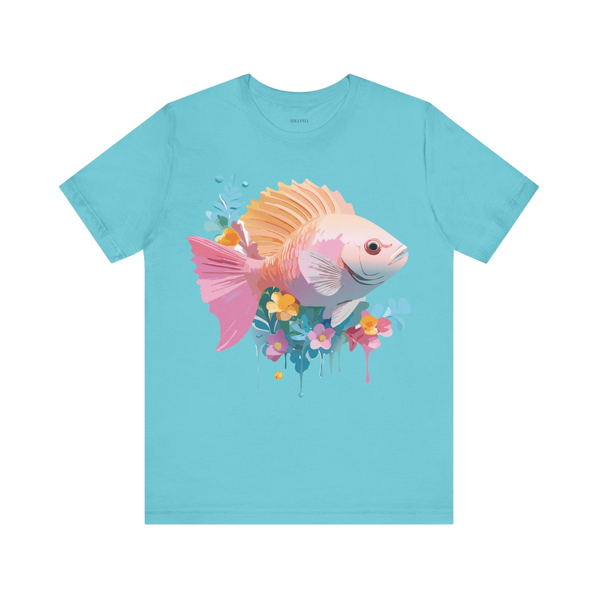 Fish Graphic Unisex Cotton Bella+Canvas Tee with Art Animal Design e13
