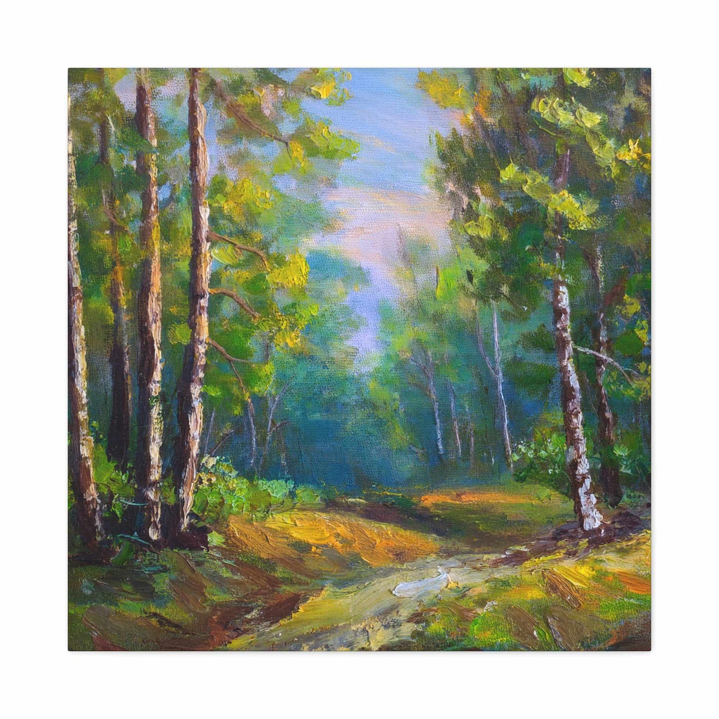 Summer Forest Print Canvas, Oil Paint Print 20x20, 24x24, 30x30, 32x32, 36x36 Art Design Print Pine-Wood Inner Frame MC-86