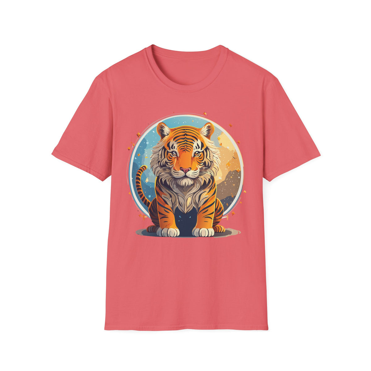Vintage Tiger Illustration T-Shirt | Retro Sunset Tiger Print