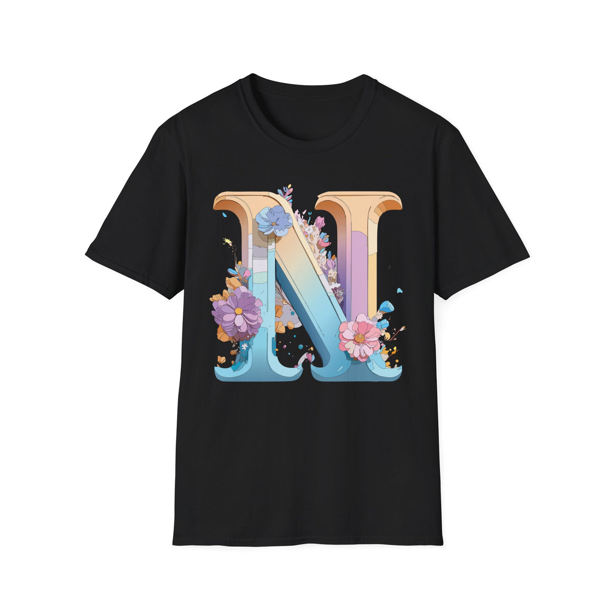 Floral Letter N T-Shirt | Botanical Monogram Tee