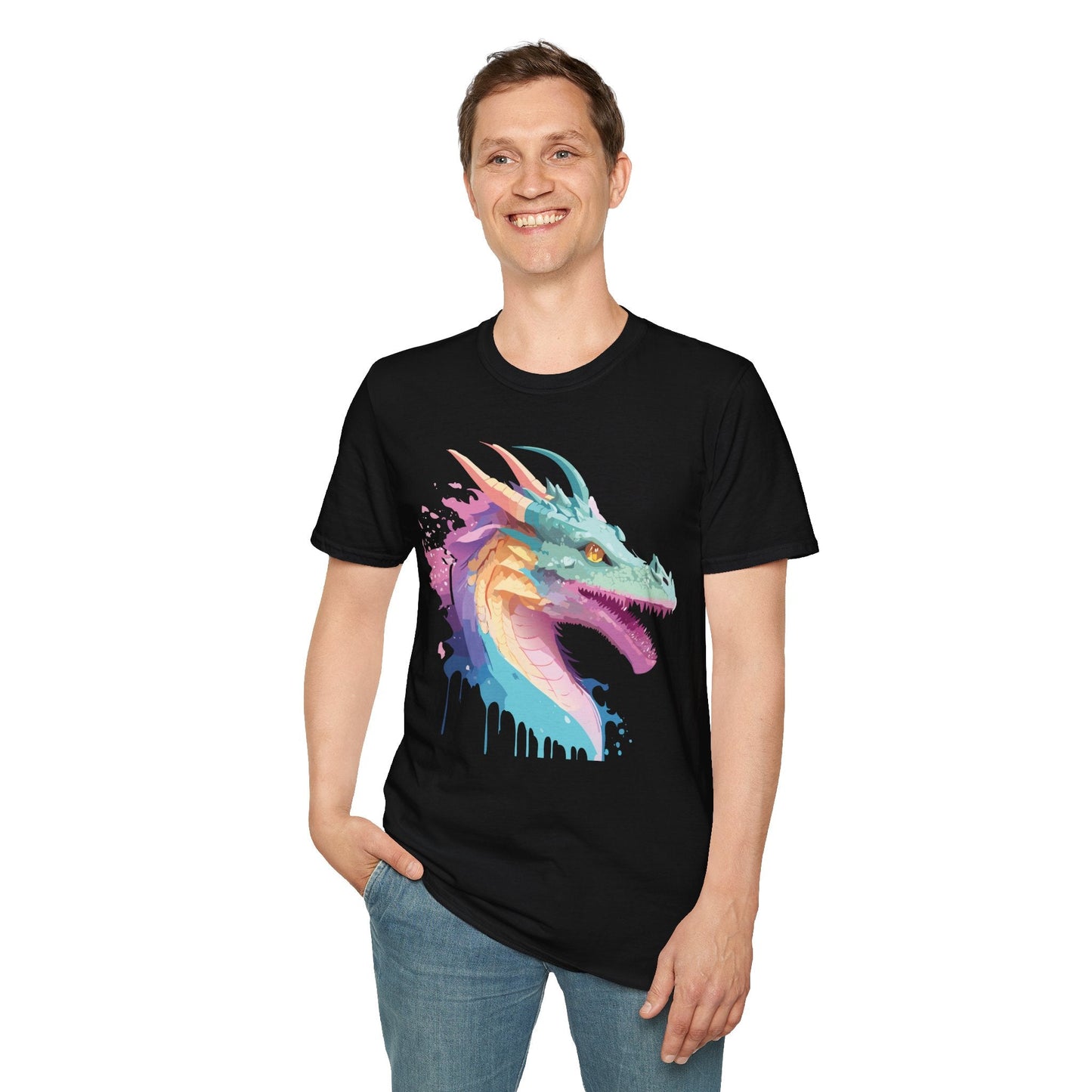 Dragon Graphic Tee Unisex Short Sleeve Dragon Shirt With Animal Design Gildan SoftStyle 64000