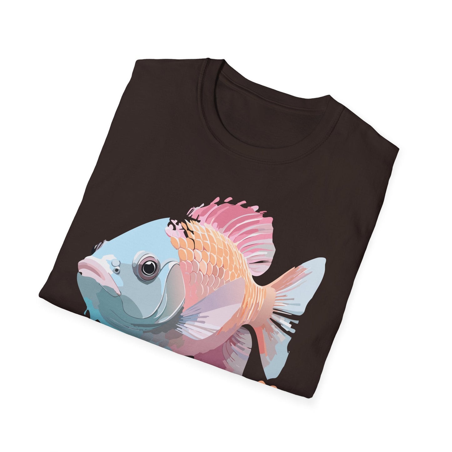Fish Art Design Shirt Unisex Graphic Tee 100 Percent Ring Spun Cotton Softstyle Gildan 64000