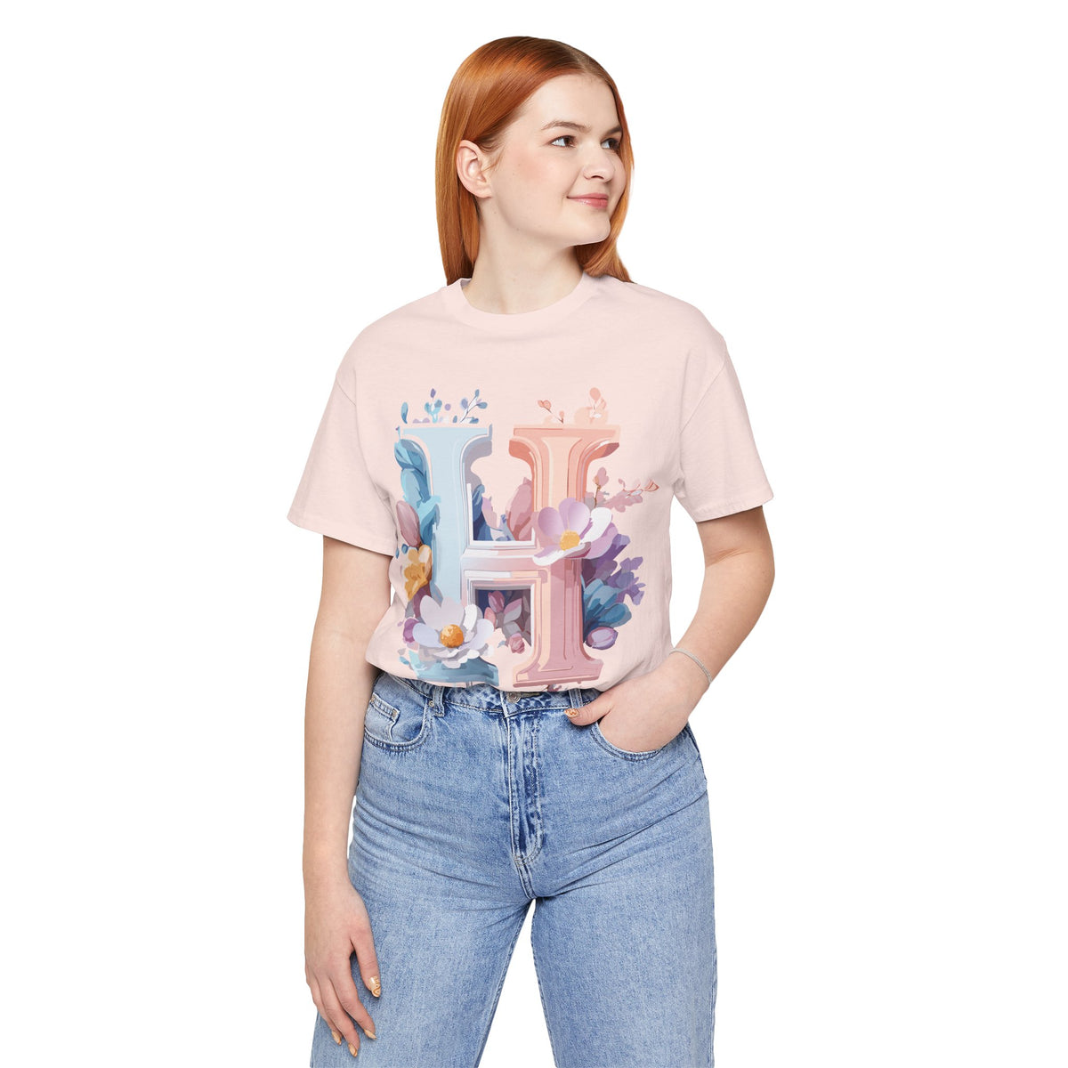 Letter H Graphic Unisex Cotton Bella+Canvas Tee with Art Letter Design