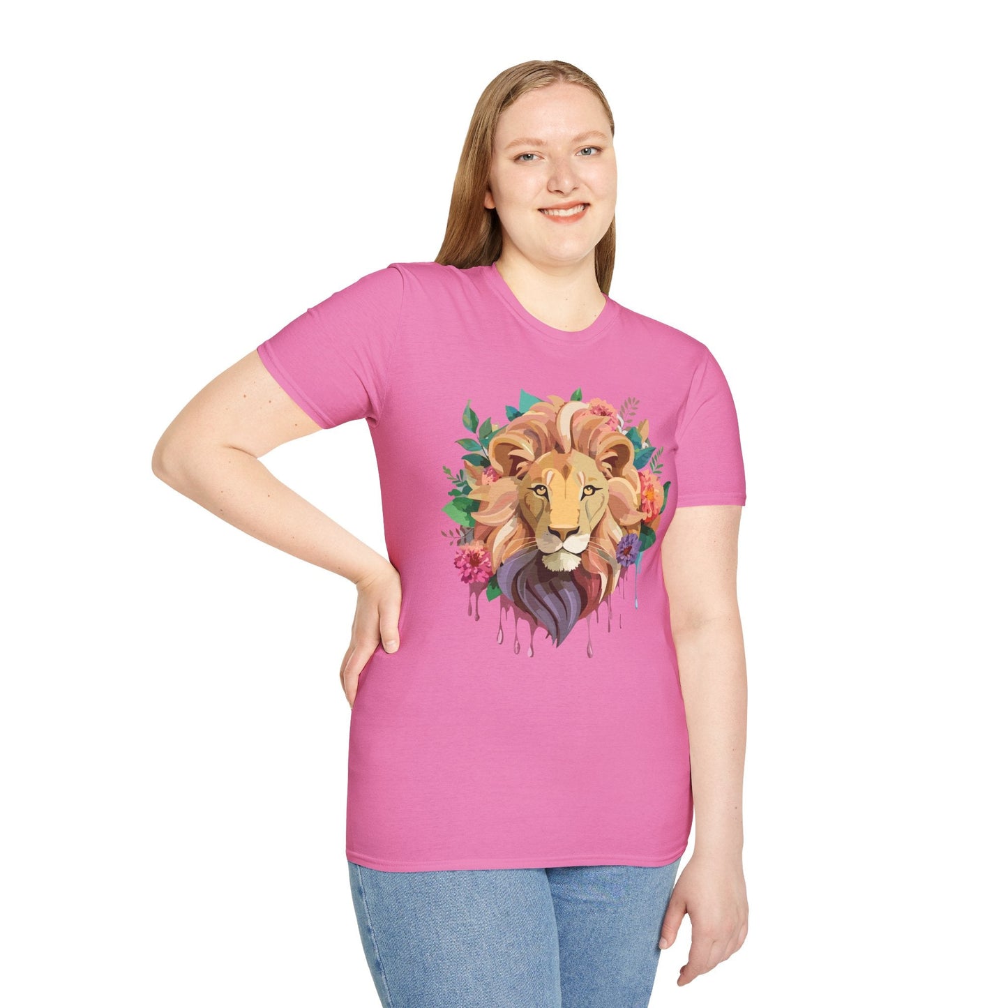 Lion Shirt Unisex Softstyle Tee 100 Percent Ring Spun Cotton Animal Print