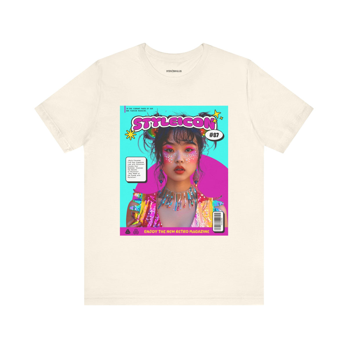 Magazine Cover Graphic Unisex Cotton Bella+Canvas Tee with Retro Poster ab32