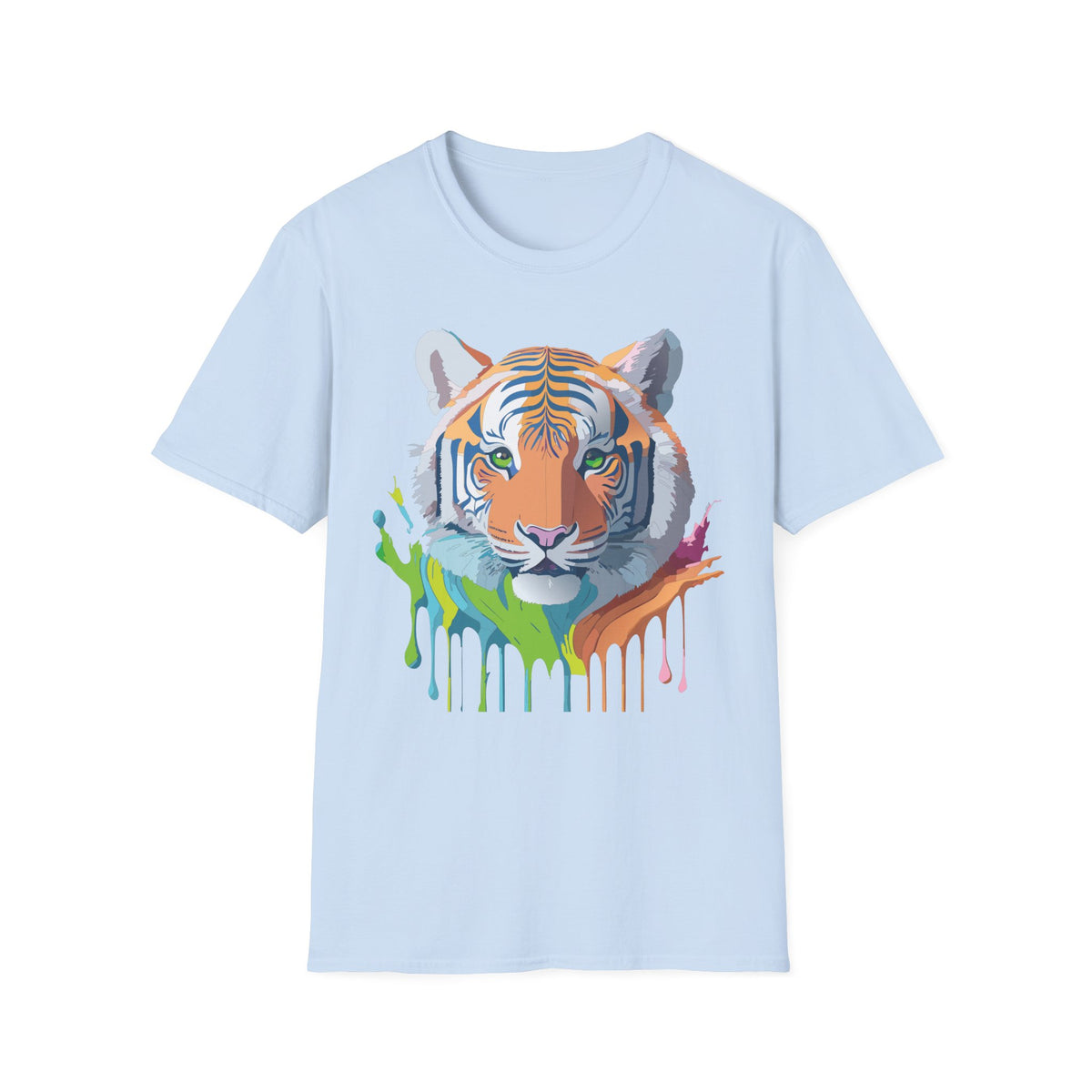 Colorful Tiger Head T-Shirt | Watercolor Drip Animal Shirt