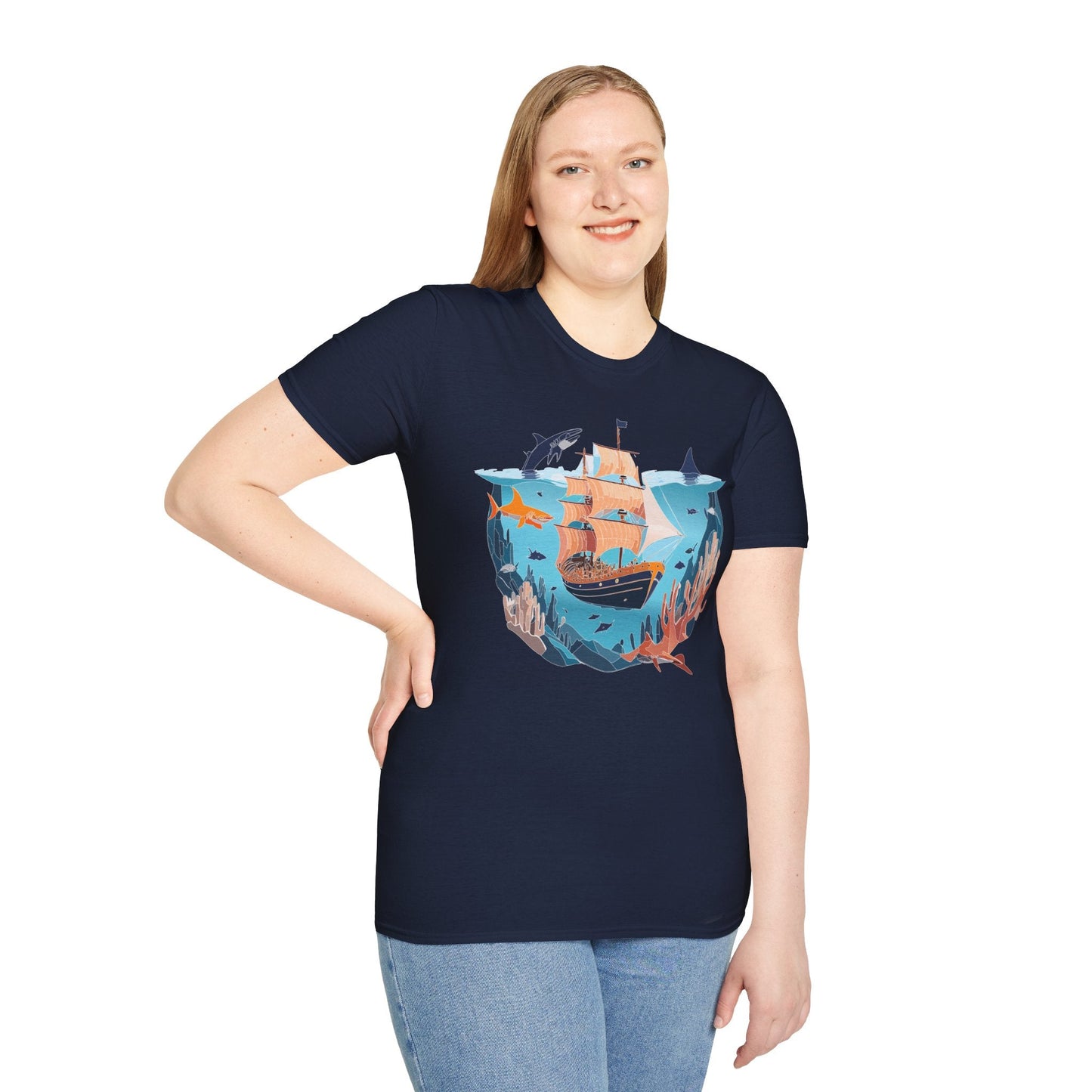 Ocean Graphic Unisex Softstyle Cotton Tee 17
