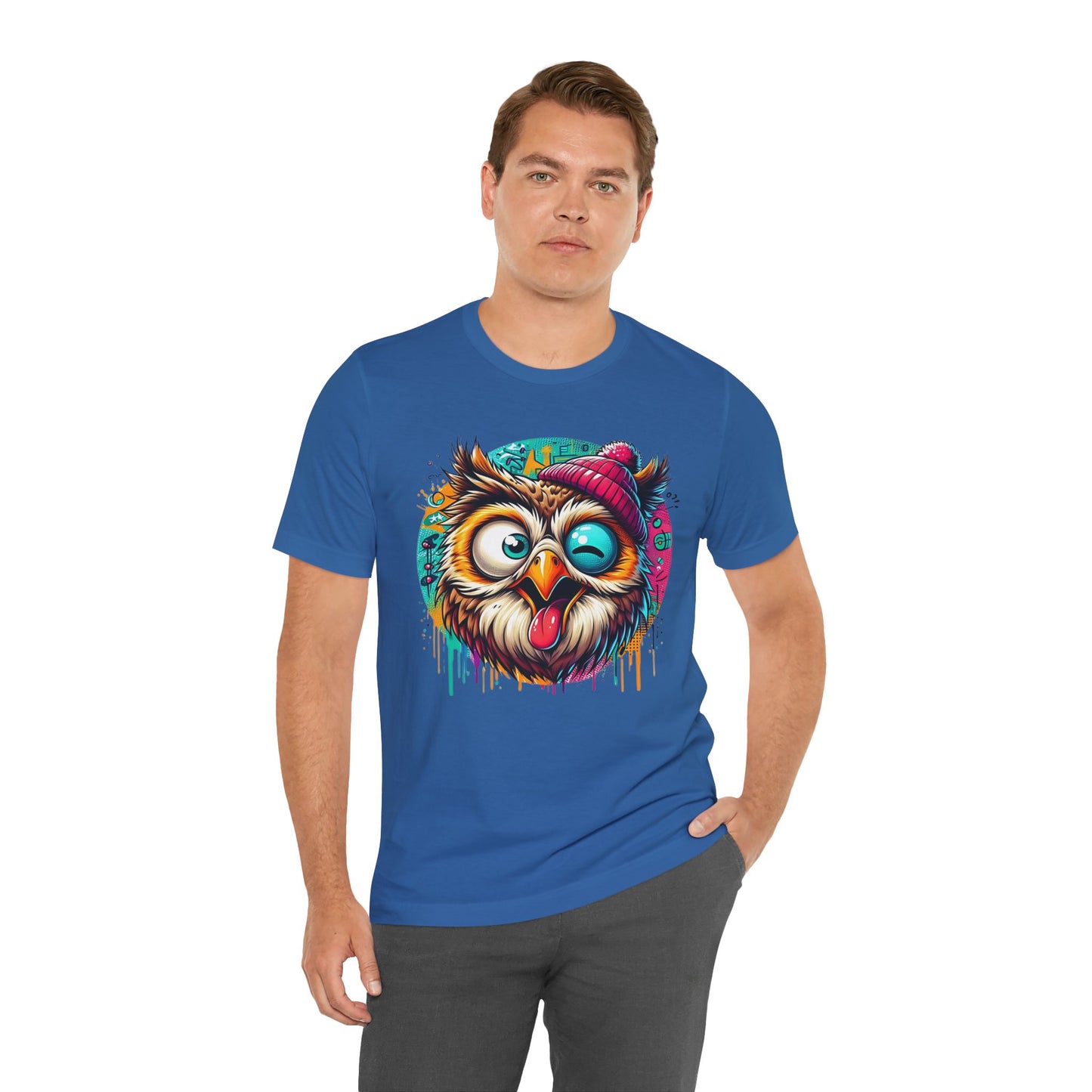 Colorful Owl Graphic Tee, Fun Owl Shirt, Funny Bird Shirt, Cute Cartoon Tees, Animal T-Shirt, Animal Tees, Art Design T-Shirt
