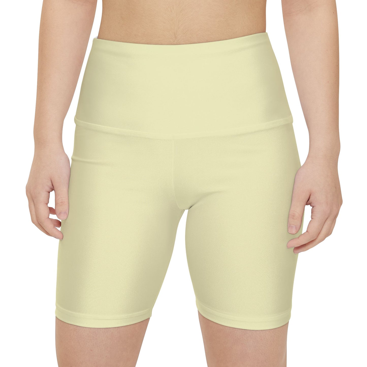 Pale Yellow Women's High-Waist Workout Shorts — Lightweight Lemon Activewear