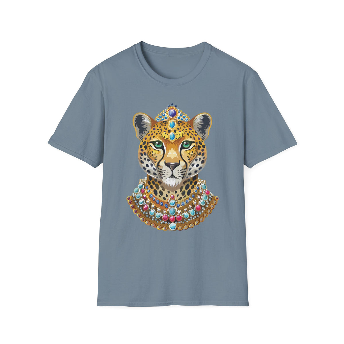 Jeweled Leopard Face T-Shirt | Regal Animal Portrait Tee