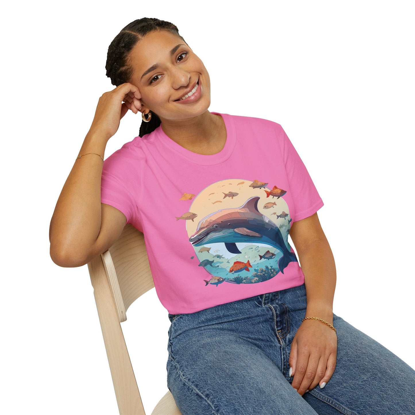 Dolphin Shirt Unisex Softstyle T Shirt 64000 100 Percent Ring Spun Cotton Tee For Everyday Comfort