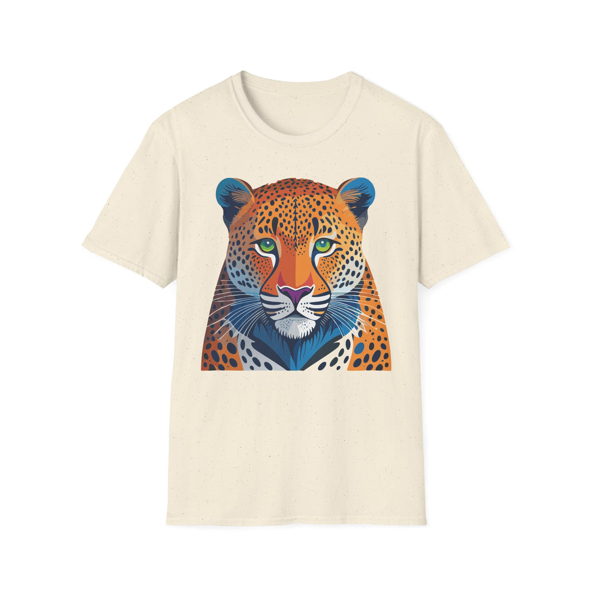Colorful Leopard Face T-Shirt | Vibrant Big Cat Illustration