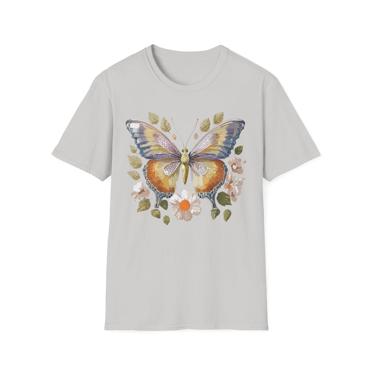 Butterfly Floral Tee — Watercolor Orange & Purple Butterfly Graphic Design Unisex 100 Cotton Gildan T-Shirt