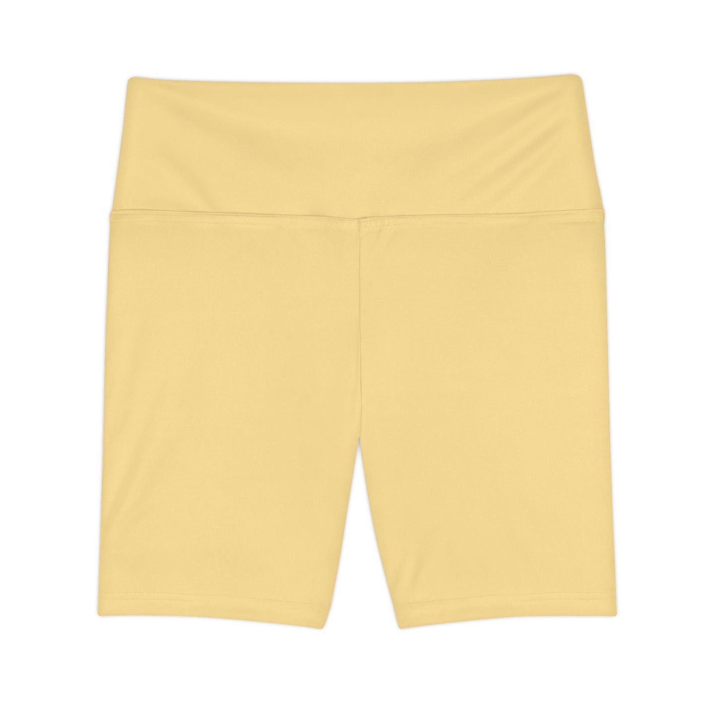 Fog Yellow High-Waist Women's Workout Shorts — Biker Fitness Activewear