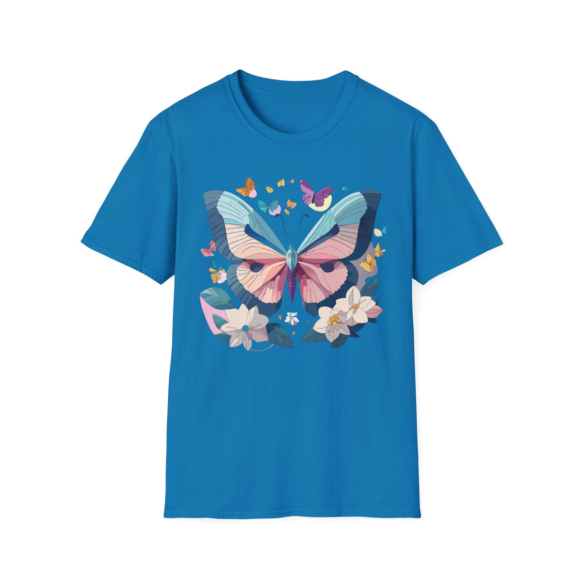 Pastel Butterfly Floral Moths Graphic Design Unisex 100 Cotton Gildan T-Shirt