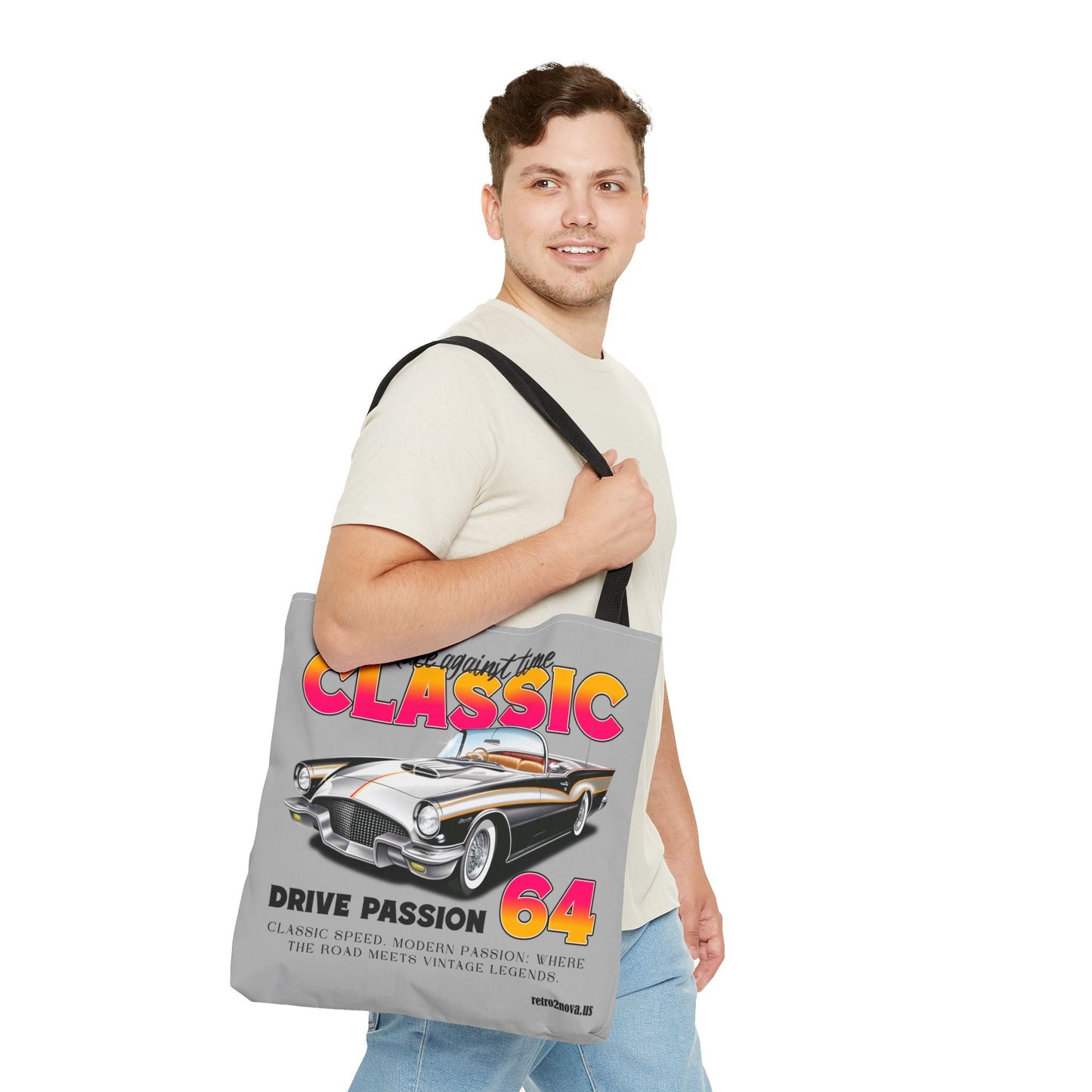 Retro2Nova Canvas Tote Bag Classic Vintage Car Durable Stylish Everyday Use Perfect For Work Travel
