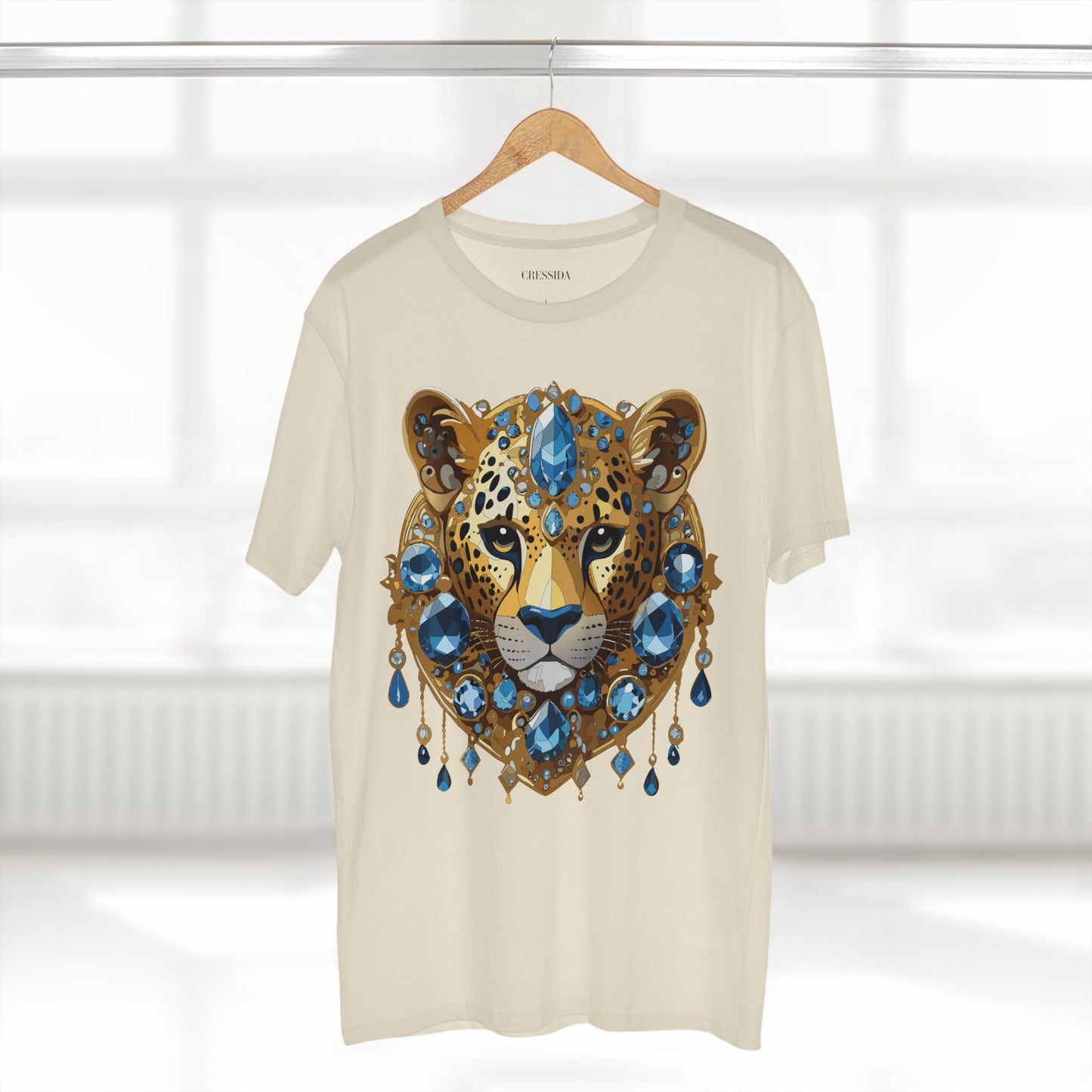 Cheetah Graphic Unisex 100 Cotton Tee With Unique Animal Golden Medallion Art Design 49