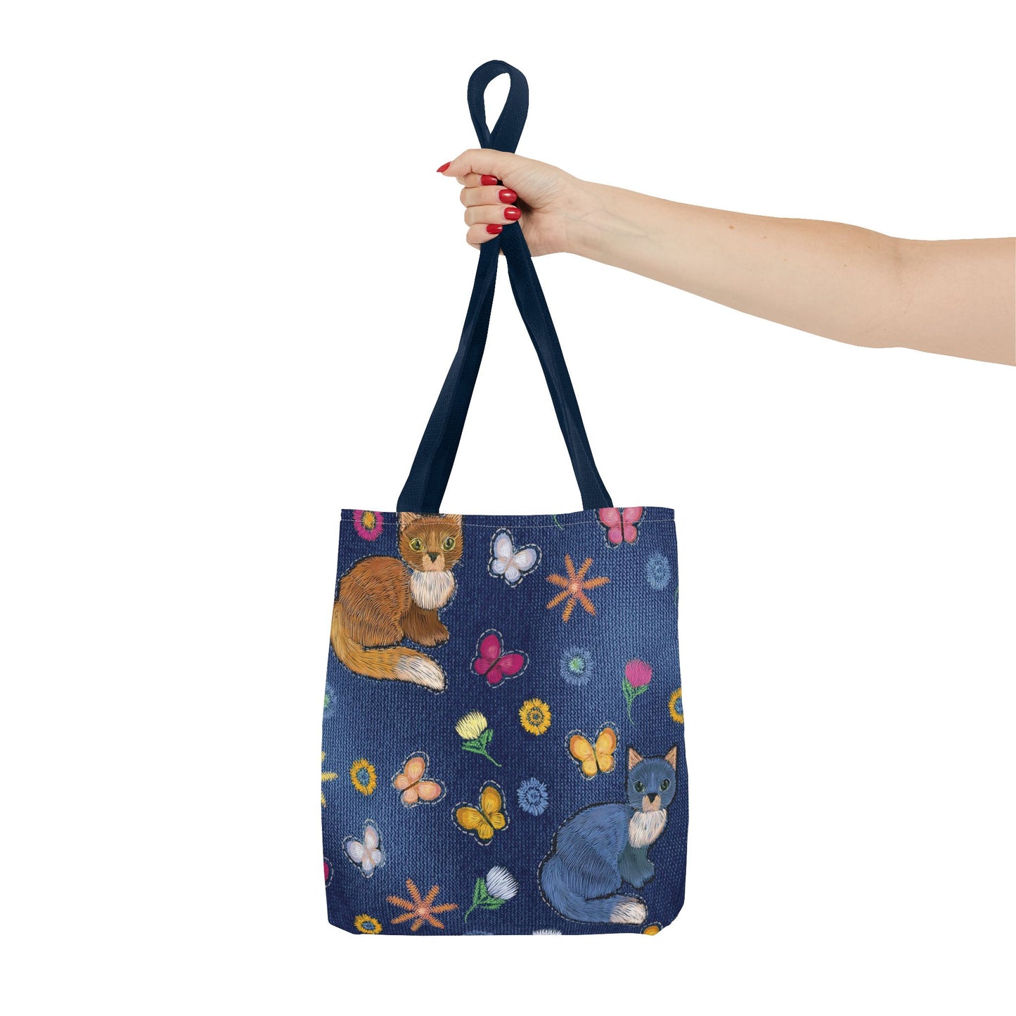Denim Fabric Imitation Print Unisex Canvas Bag Poly Spun 3 Sizes Tote Bag 190-13