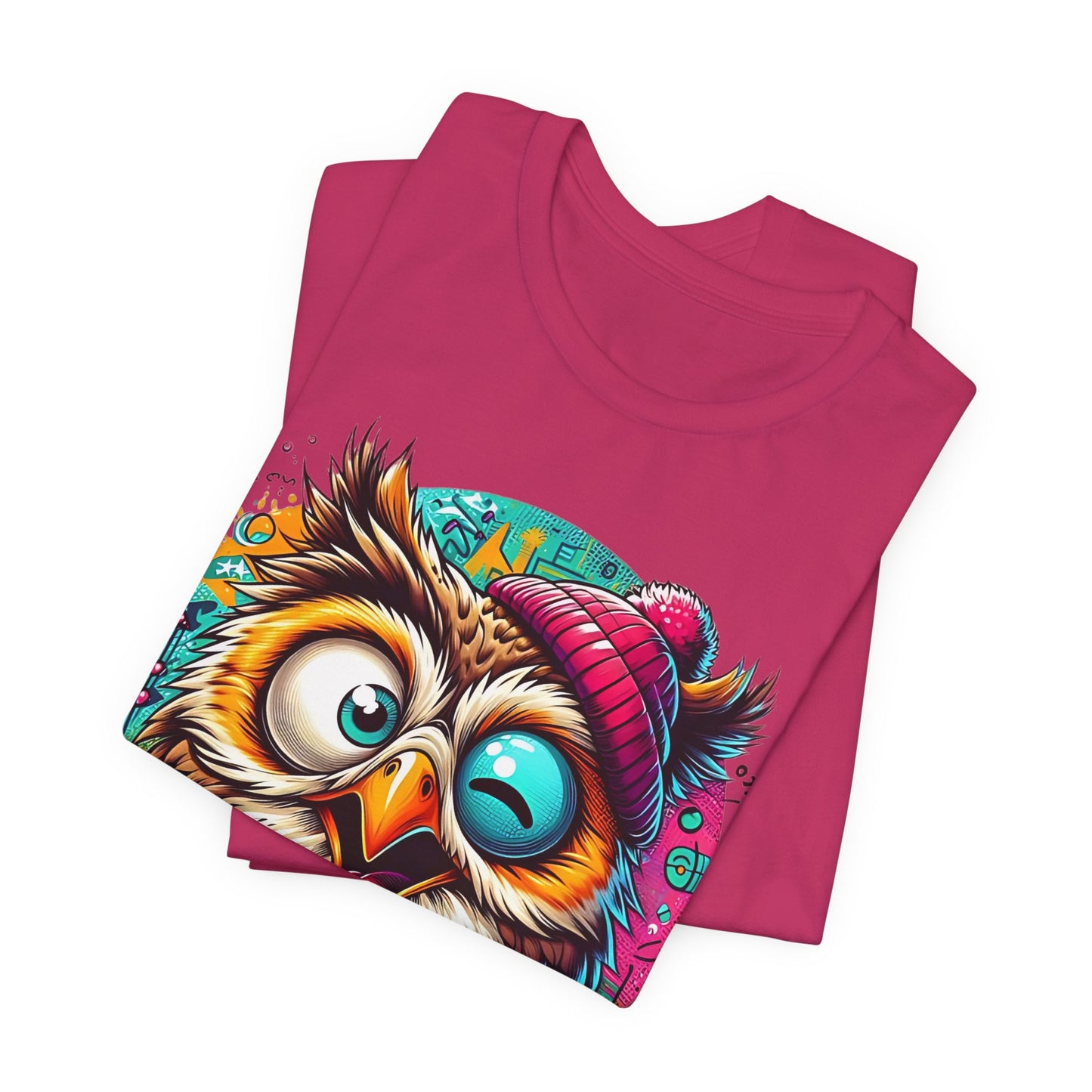 Colorful Owl Graphic Tee, Fun Owl Shirt, Funny Bird Shirt, Cute Cartoon Tees, Animal T-Shirt, Animal Tees, Art Design T-Shirt