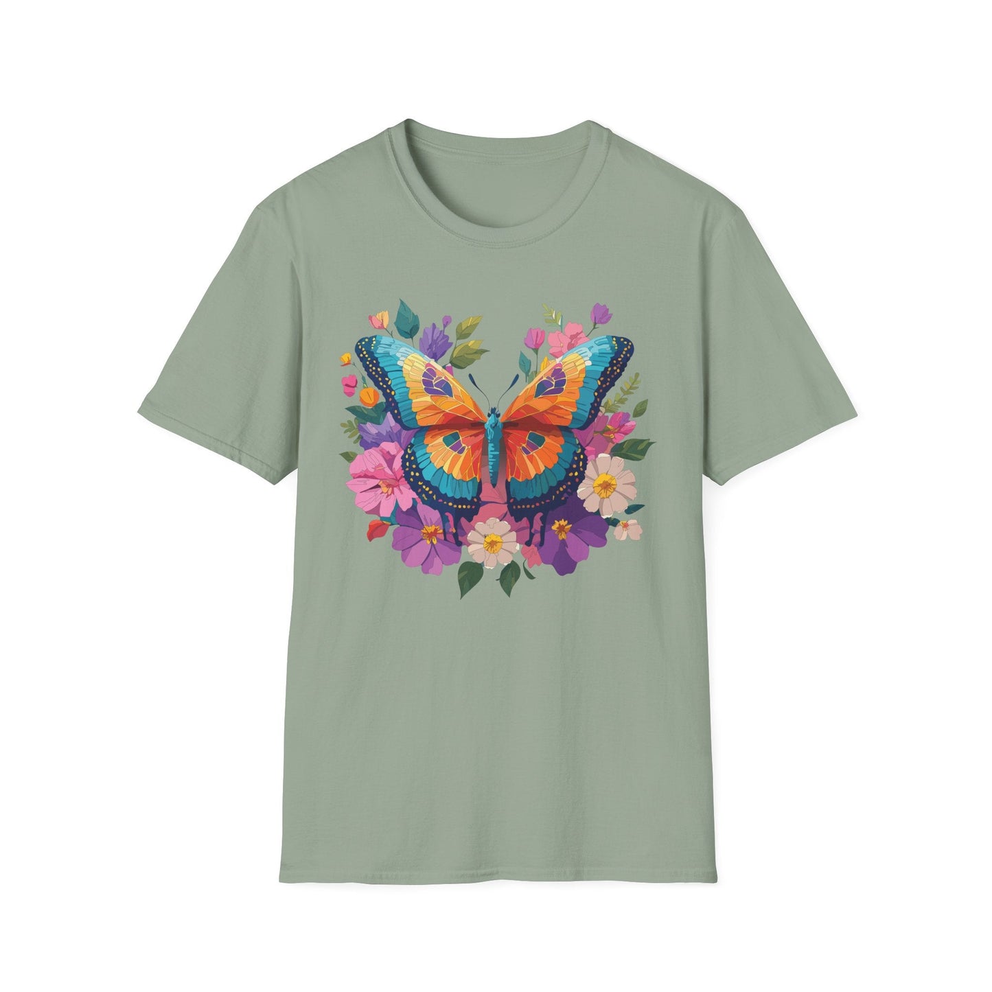 Butterfly Themed Unisex Softstyle T Shirt 100 Cotton Monarch Design Tee Gildan 64000