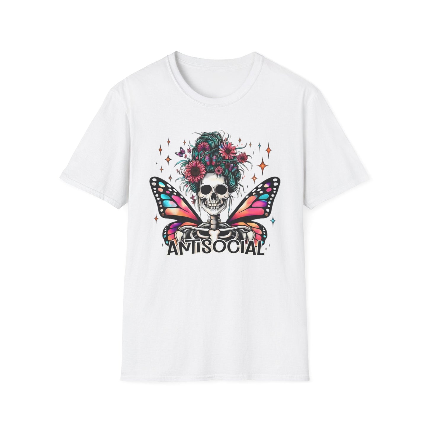Unisex Skull Graphic Tee Shirt Short Sleeve Skeleton Gildan Softstyle 64000 100 Ring Spun Cotton