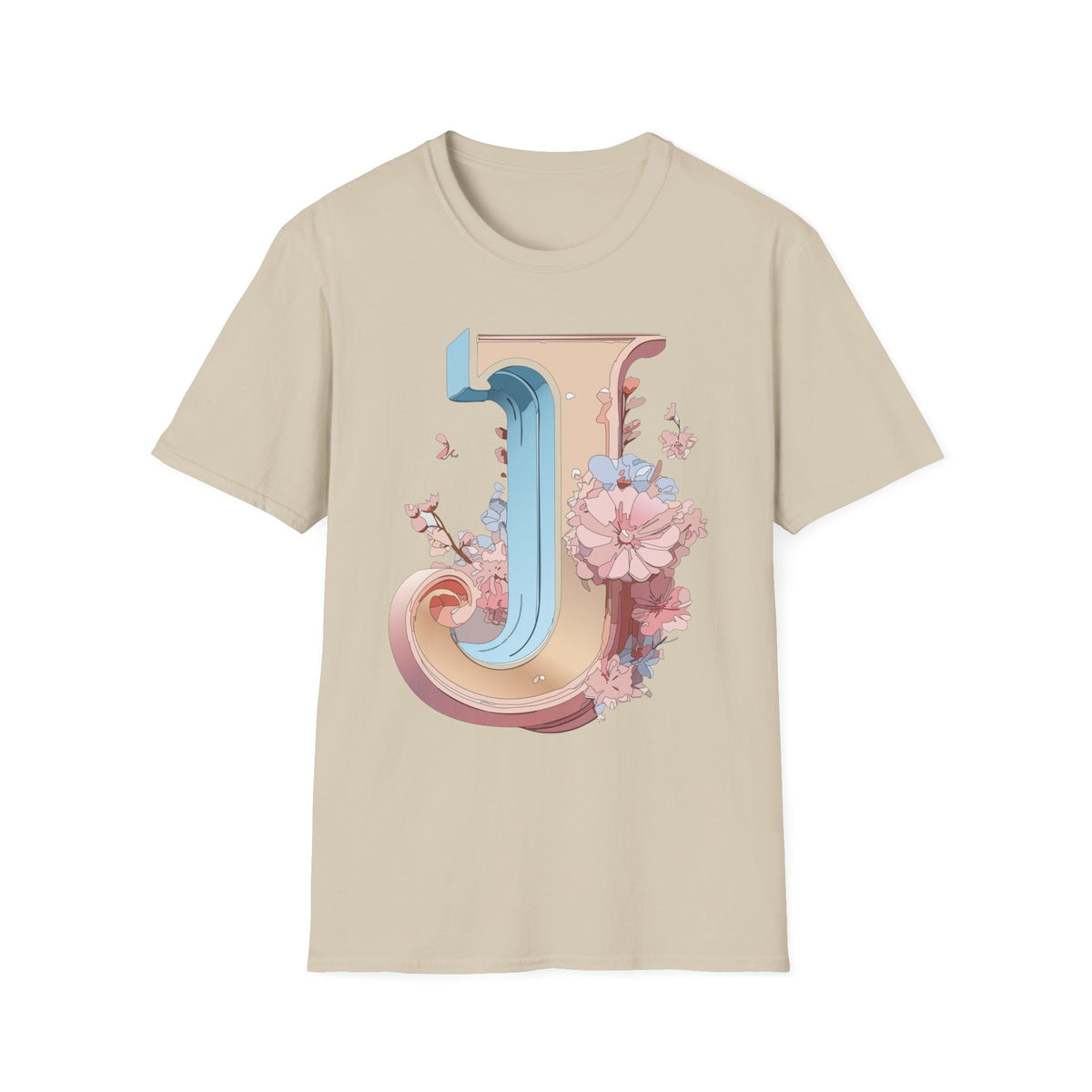 Floral Letter J T-Shirt | Botanical Monogram Tee