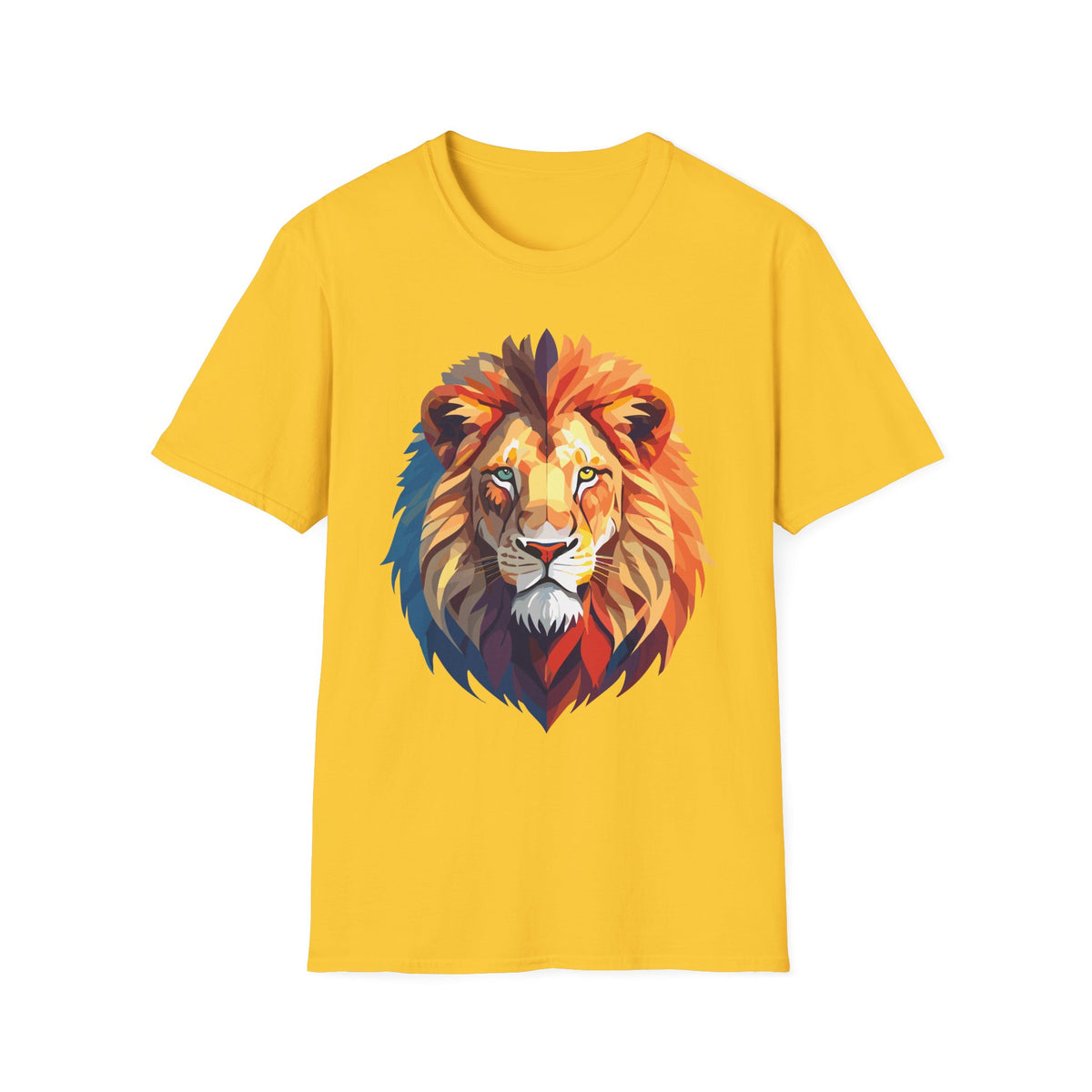 Colorful Lion Head T-Shirt | Vibrant Animal Portrait, Wildlife Tee