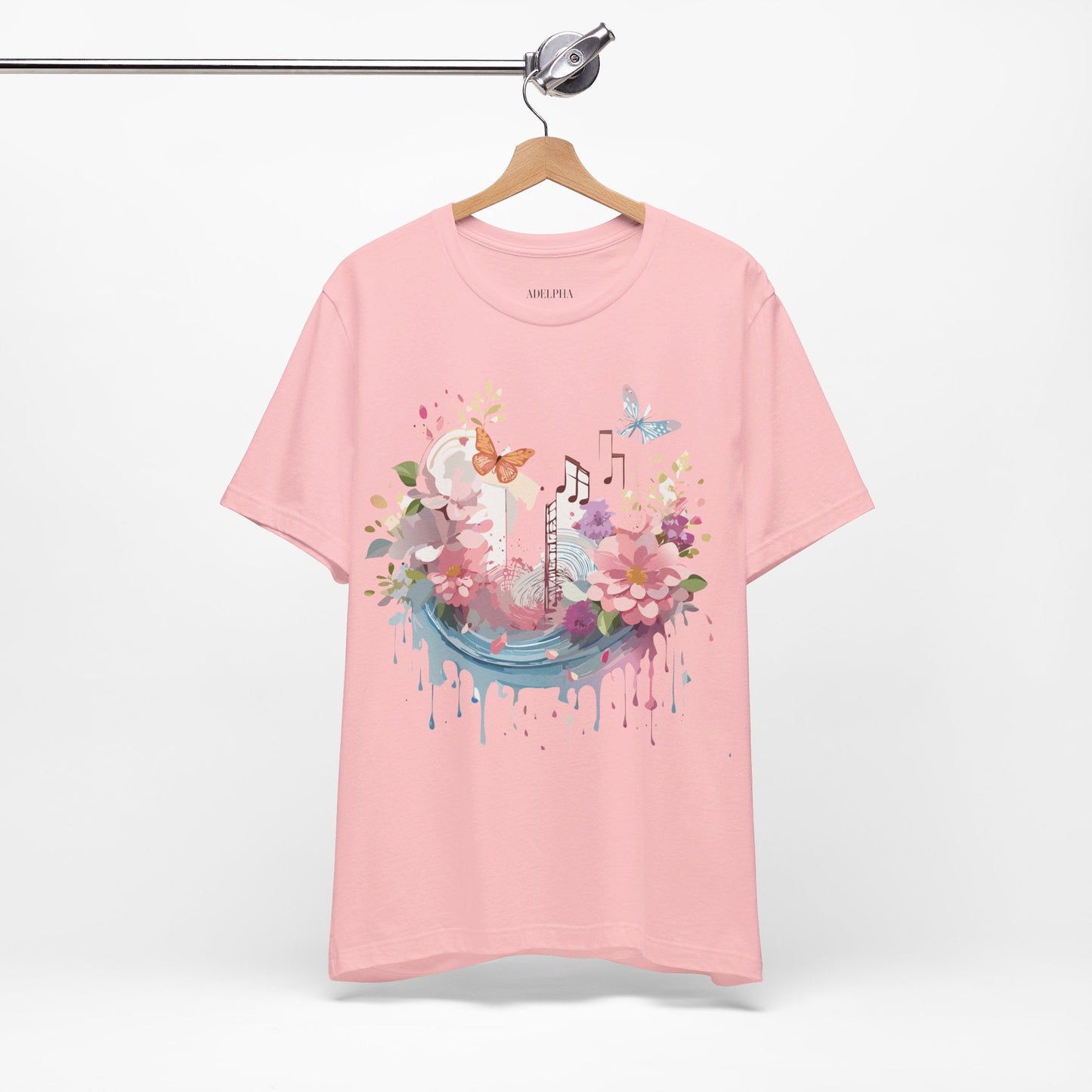 Music Graphic Unisex 100 Cotton Vintage Art with Musical Elements Tee 122