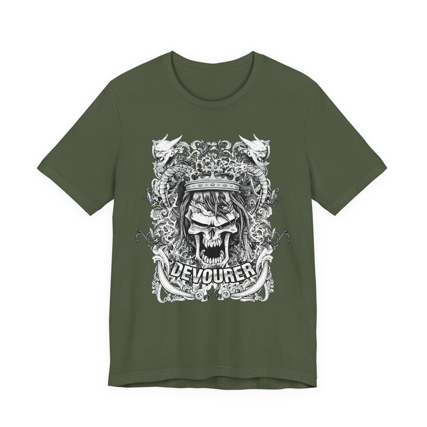 Gothic Skull Illustration Graphic Unisex Cotton T-Shirt r13