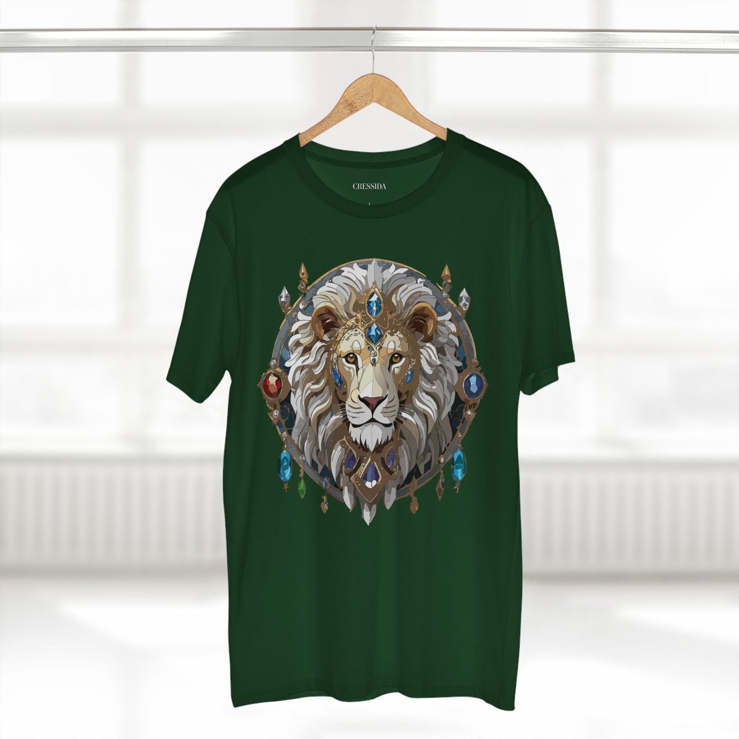 Lion Graphic Unisex 100 Cotton Tee With Unique Animal Golden Medallion Art Design 57