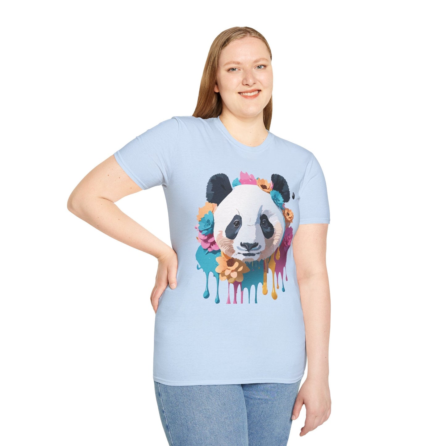 Unisex Panda Shirt Softstyle Cotton Tee For Everyday Wear With Cute Animal Print