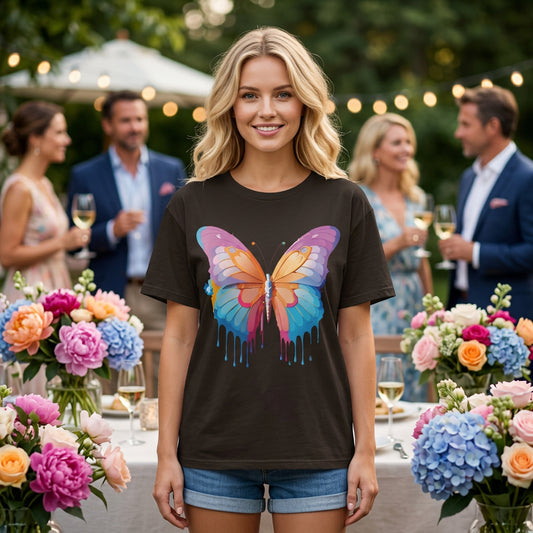 Butterfly Graphic Unisex Cotton Bella+Canvas Tee with Art Design n96