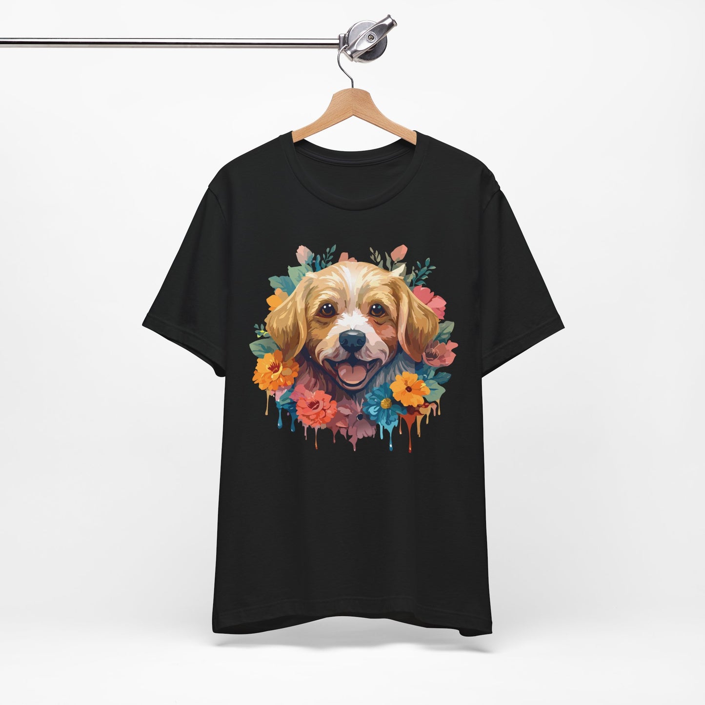 Floral Dog Tee, Animal Shirt, Dog Shirt, Floral Tee, Flower T-shirt, T-Shirt with Animal, Summer Top with Art Design